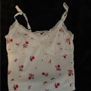 Floral Lace Trim Camisole Top